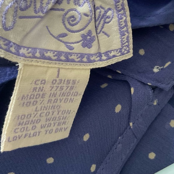 April Cornell Rayon Cornflower Blue/White Polka Dots Long Summer Dress sz 1 - Picture 9 of 10